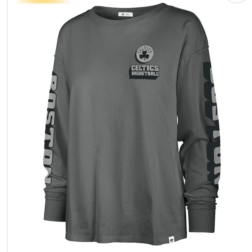 47 Brand NBA Boston Celtics Groove Long Sleeve Tee Gray Women XL